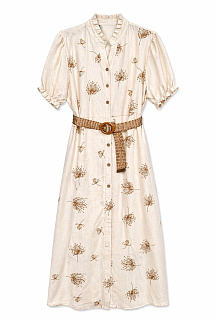 Dlouhé košilové šaty s nabíraným kr. rukávem B51360