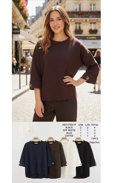 Módní svetr s 3/4 rukávem 57651