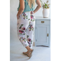  Kalhoty capri s potiskem 7232 len Italie
