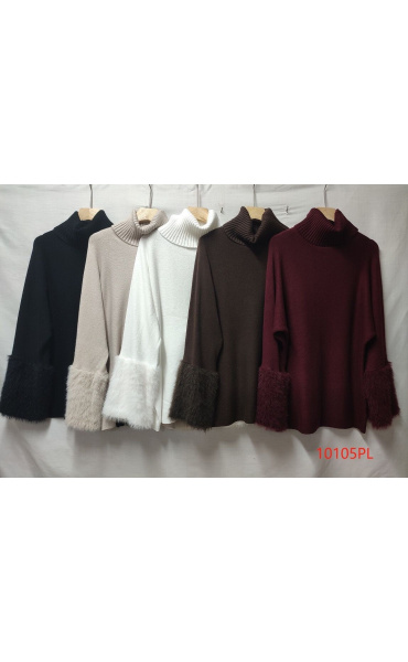 Elegantní rolák s kožíškem 10105