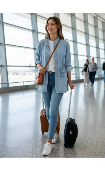 Stylová parka džínová CIMINY C10968