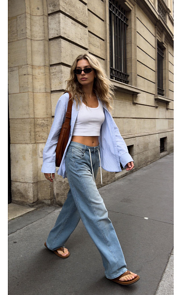 Kalhoty džínové balónové se šnůrkou LARGO 3D-9321