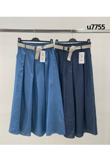 Dlouhá džínová sukně do gumy U7755