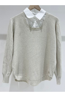 Kombinovaný svetr s košilí B1710