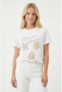 Dámské triko s výšivkou MUŠLE M5127