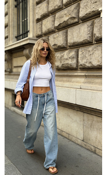 Kalhoty džínové balónové se šnůrkou LARGO 3D-9321