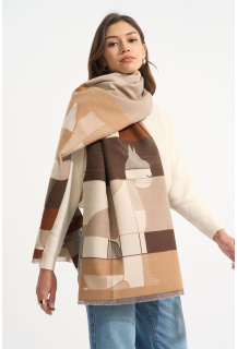 Dámská šála vzor kočka E-09378