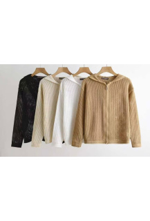 Svetr přízový na zip s kapucí X0615