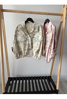 Bavlněná jarní bunda s potiskem květ 20809F