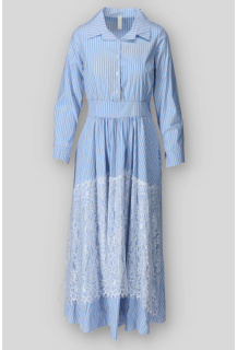 Dlouhé košilové šaty s proužkem 39392