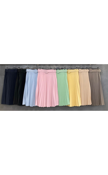 MIDI sukně plisé s páskem 29398