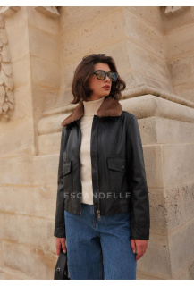 Trendy koženková bunda s límcem Escandelle Paris 5147