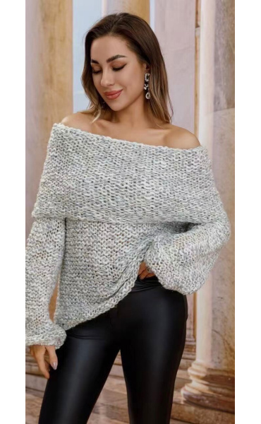 Pletený svetr s odhalenými rameny 16066