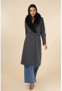 Kabát dlouhý s kožešinovým límcem Laura Jo Paris 21030