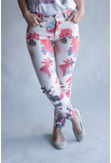 Kalhoty džínové květina Onado H2842 OW bílá