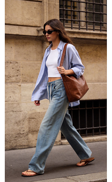 Kalhoty džínové balónové se šnůrkou LARGO 3D-9321