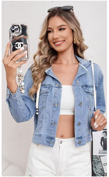 Trendy džínová bunda s kapucí Ormi 9897