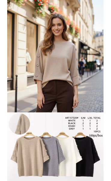 Módní svetr s 3/4 rukávem 57320