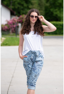 Kalhoty capri potisk do gumy 21822