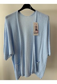 Krátký kardigan s kapsami úplet 7236