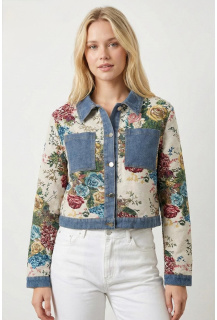 Stylová džínová bunda s výšivkou GI52200