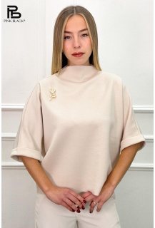 Trendy halenka se stojáčkem a broží 39198