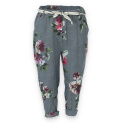  Kalhoty capri s potiskem 7232 len Italie