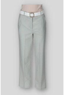 Trendy karo kalhoty do gumy s páskem WAY 24529