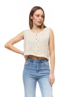 Háčkovaná BOHO vesta krátká SEVENDAY A9005