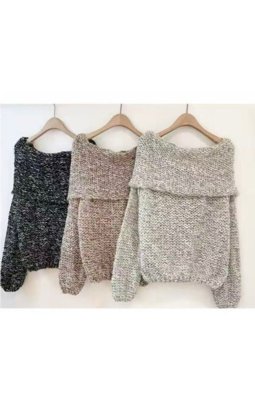 Pletený svetr s odhalenými rameny 16066