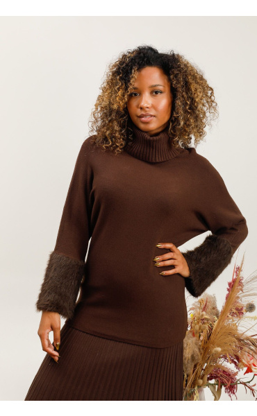 Elegantní rolák s kožíškem 10105